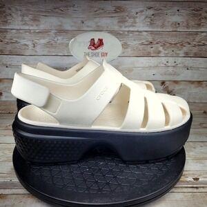 Crocs Stomp Women's Size 10 Chalk White/Black Fisherman Casual Sandals